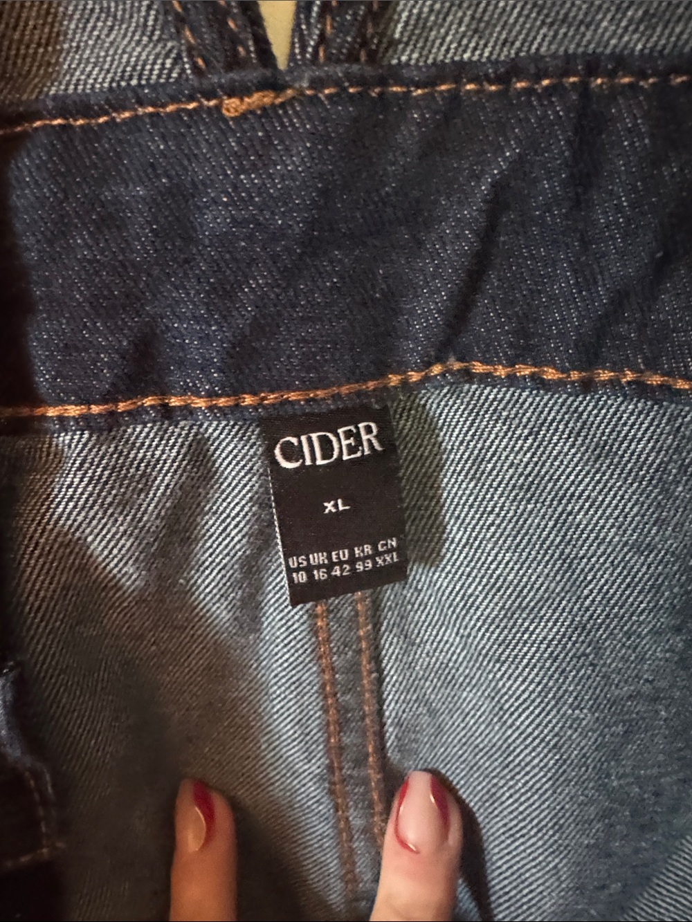 Women's Deep Indigo Denim Jumpsuit - Wide Leg - Picture 3 of 6